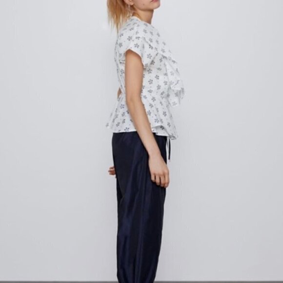 Zara | Eyelet Ruffle Wrap Top - Picture 9 of 10
